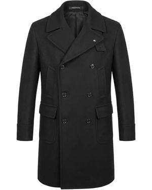 Tagliatore Double-Breasted Wool Coat - Black