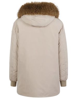Moncler Parka Garnie De Duvet Brevanth À Capuche - Natural