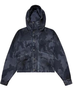 424 Cropped Camouflage Parka - Blue