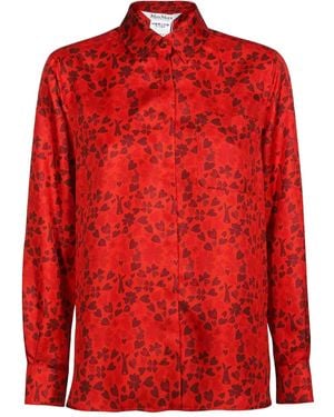 Max Mara Heart-Print Silk Shirt - Red