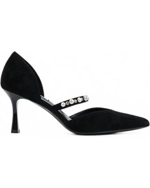 KARL LAGERFELD Pearl-Embellished Pointed-Toe Court Shoes - Black