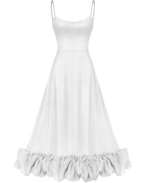 POST MERIDIEM Vestido midi con volantes - Blanco