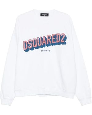 DSquared² Felpa Con Stampa Logo - Bianco