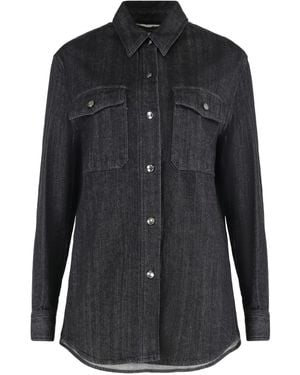 Moorer Double-Pocket Denim Shirt - Black