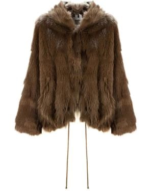 S.W.O.R.D Hooded Faux-Fur Jacket - Brown