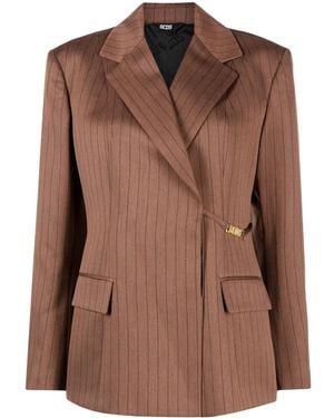 Gcds Pinstripe-Pattern Notched-Lapels Blazer - Brown