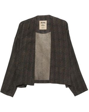 Uma Wang Klarke Geometric-Pattern Jacket - Brown
