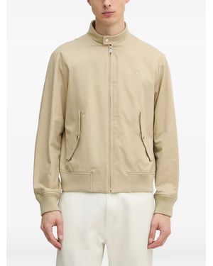 Trussardi Logo-Embroidered High-Neck Jacket - Natural