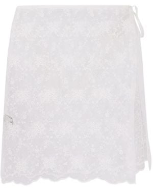 DUNST Falda Bordada A Capas - Blanco