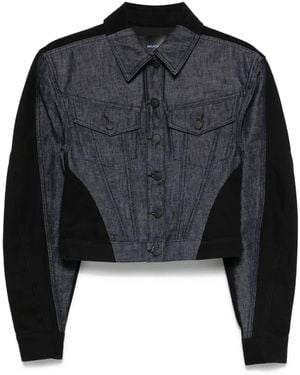 Mugler Colour-Block Denim Jacket - Black