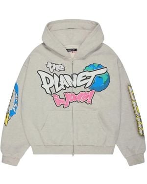 BROKEN PLANET The Planet Is Yours Zip-Up Hoodie - White
