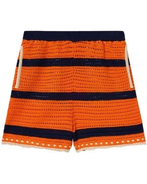 La DoubleJ Short En Crochet À Rayures - Orange
