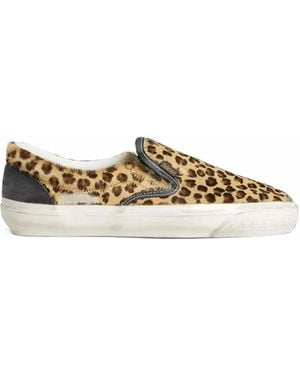 Golden Goose Vce Penstar Leopard-Print Leather Trainers - Brown