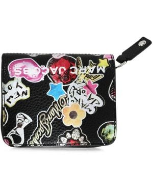 Marc Jacobs Sticker-Print Leather Wallet - Black