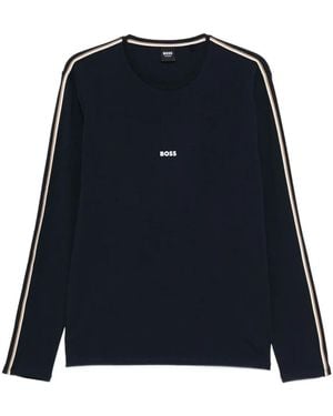 BOSS Stripe-detail Long-sleeved Top - ブルー