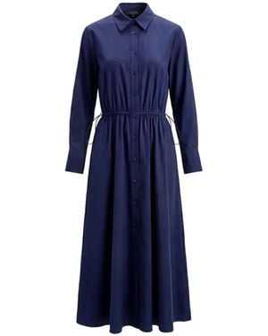 Toccin Anika Long-Sleeve Midi Cotton Shirt Dress - Blue