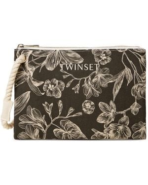 Twinset Canvas Clutch - Black