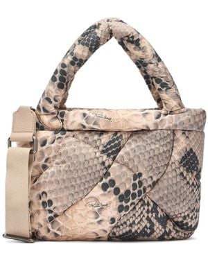 Roberto Cavalli Firenze Quilted Snakeskin-Effect Shoulder Bag - White