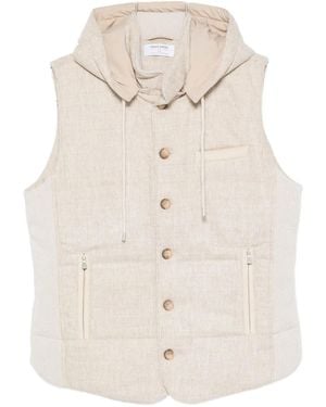 Gran Sasso Hooded Zip-Pocket Vest - Natural