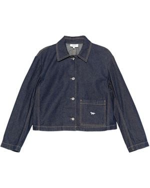 Maison Kitsuné Cropped Denim Jacket - Blue