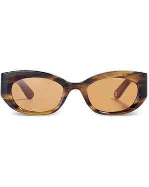 Ganni X Ace & Tate Xena Logo-Detail Sunglasses - Brown