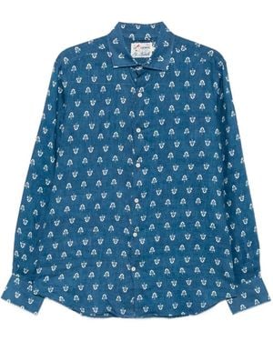 MC2 Saint Barth Floral-Print Buttoned Shirt - Blue
