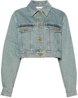 Moschino Teddy Bear-Buttons Cropped Denim Jacket - Blue
