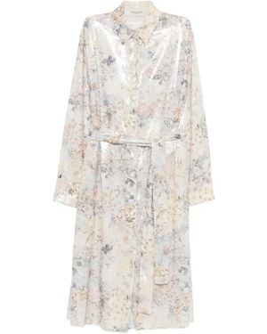 Golden Goose Floral Midi Dress With Subtle Shimmer - White