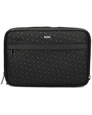 BOSS Monogram Toilettas Met Rits - Zwart