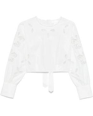 Sandro Floral-Embroidered Blouse - White