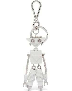 Prada Llavero Robot Trick en piel saffiano - Blanco