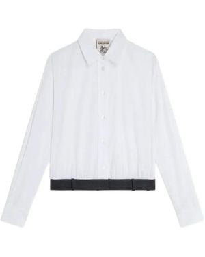 Semicouture Gilberta Cropped Contrast-Hem Shirt - White