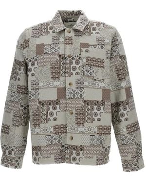 Les Deux Patchwork Patterned Shirt Jacket - Gray
