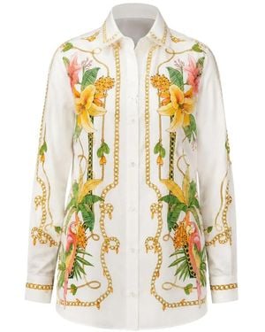 FARM Rio Tropical Royalty-Print Long-Sleeve Shirt - White