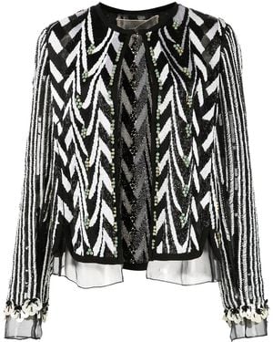 Giambattista Valli Bead-Embroidered Sequin Zigzag Jacket - Black