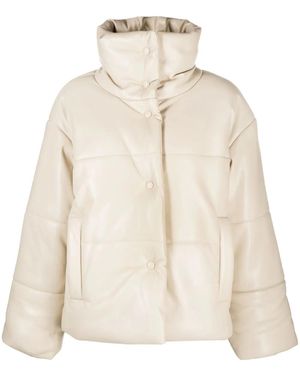 Nanushka Faux-leather Puffer Jacket - Natural