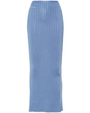 Marni Jacquard-Logo Ribbed Maxi Skirt - Blue