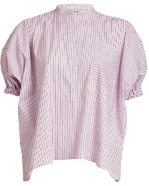 Silvia Tcherassi Susane Striped Puff-Sleeve Blouse - Pink