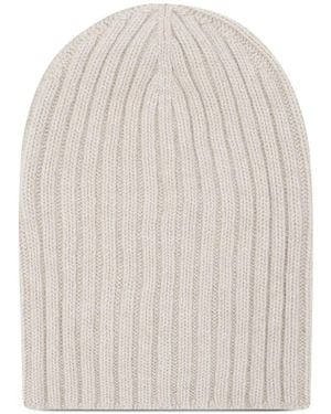 Aragona Ribbed-Knit Cashmere Beanie Hat - White