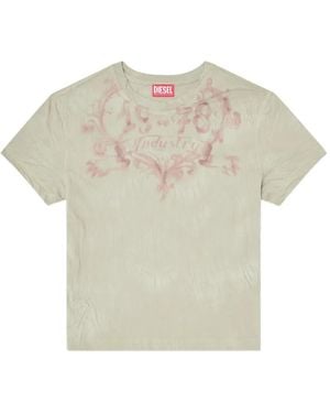 DIESEL Cotton T-Shirt With Graphic Print - Natural