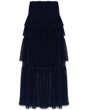 Munthe Gestufter Nessarose Maxirock Mit Volants - Blau