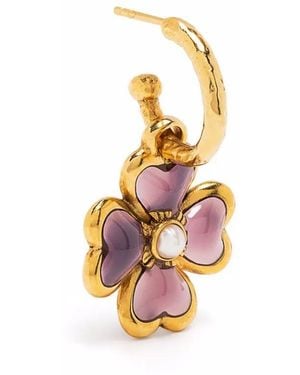 Goossens Talisman Four-Leaf Clover Single Earring - White