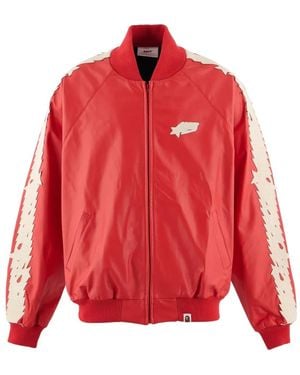 SAINT Mxxxxxx X Bape Logo-Patch Bomber Jacket - Red