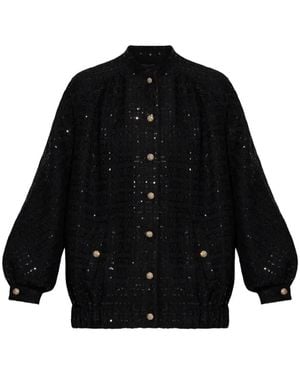 Alessandra Rich Veste Boutonnée À Sequins - Black