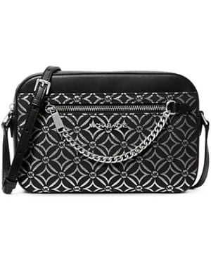 Michael Kors Grand Sac À Bandoulière Jet Set À Motif Monogrammé - Black