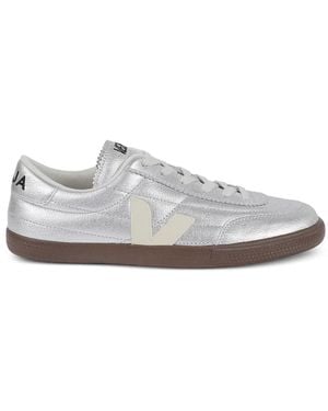 Veja Metallic Leather Trainers - White