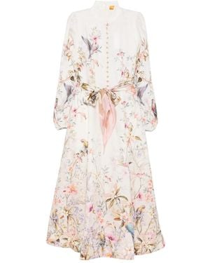 Zimmermann Rebellion Midikleid mit Blumen-Print - Weiß
