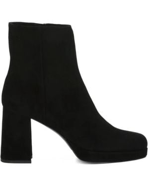Julie Dee Platform Suede Ankle Boots - Black
