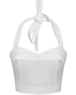 Posse Rue Halterneck Tied Top - White