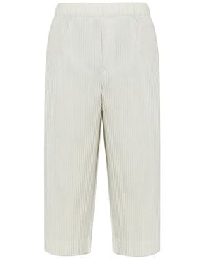 Homme Plissé Issey Miyake Pleated Cropped Trousers - White
